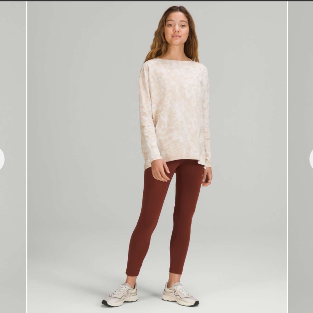 Lululemon Top LS Back in Action Long Sleeve - Marmoleado Tie Dye Cafe Au Lait